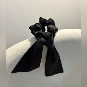 Simons Satin Black Hair Scrunchie Bow Accessory
